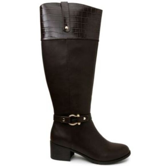 KAREN SCOTT Womens Black Croc Harness Straps Vickyy Almond Riding Boot 8 M - Picture 4 of 4